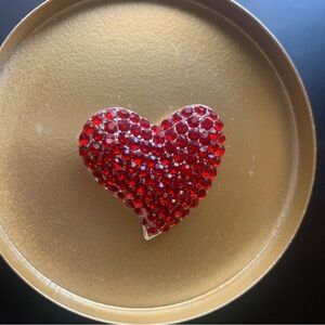 NWT Swarovski crystal elements Red Crystal Heart Brooch no swan stamp